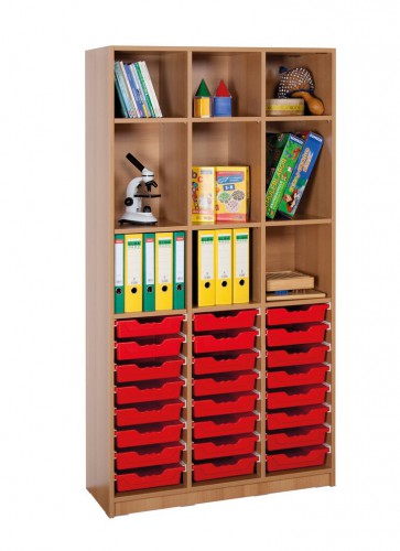 Klassenraumregal, 6 Böden, 24 kleine Boxen, B/H/T: 104,5 x 190 x 40 cm