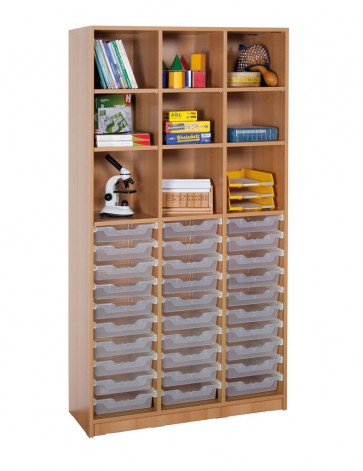 Klassenraumregal, 6 Böden, 30 kleine Boxen, B/H/T: 104,5 x 190 x 40 cm