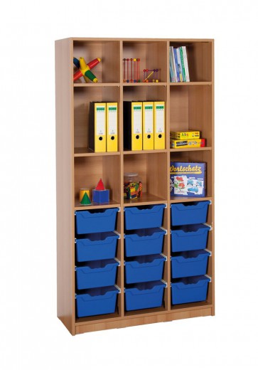 Klassenraumregal, 6 Böden, 12 große Boxen, B/H/T: 104,5 x 190 x 40 cm