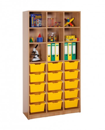 Klassenraumregal, 6 Böden, 15 große Boxen, B/H/T: 104,5 x 190 x 40 cm