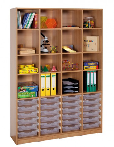 Klassenraumregal, 12 Böden, 24 kleine Boxen, B/H/T: 139 x 190 x 40 cm
