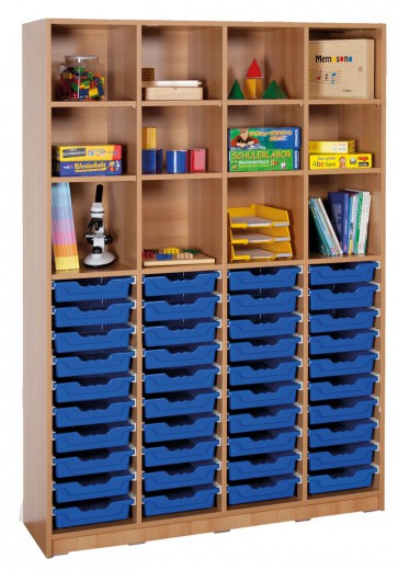 Klassenraumregal, 8 Böden, 40 kleine Boxen, B/H/T: 139 x 190 x 40 cm