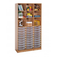 Klassenraumregal, 6 Böden, 30 kleine Boxen, B/H/T: 104,5 x 190 x 40 cm
