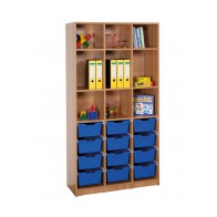 Klassenraumregal, 6 Böden, 12 große Boxen, B/H/T: 104,5 x 190 x 40 cm