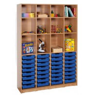 Klassenraumregal, 8 Böden, 32 kleine Boxen, B/H/T: 139 x 190 x 40 cm