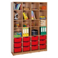 Klassenraumregal, 12 Böden, 12 große Boxen, B/H/T: 139 x 190 x 40 cm