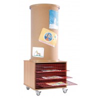 Litfaßsäule Kork, mit Unterschrank