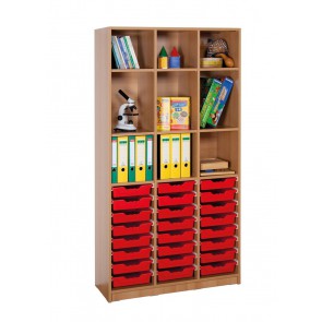 Klassenraumregal, 6 Böden, 24 kleine Boxen, B/H/T: 104,5 x 190 x 40 cm