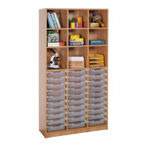 Klassenraumregal, 6 Böden, 30 kleine Boxen, B/H/T: 104,5 x 190 x 40 cm