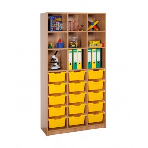 Klassenraumregal, 6 Böden, 15 große Boxen, B/H/T: 104,5 x 190 x 40 cm
