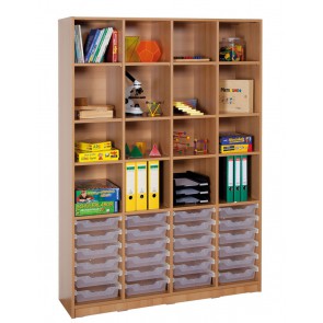 Klassenraumregal, 12 Böden, 24 kleine Boxen, B/H/T: 139 x 190 x 40 cm