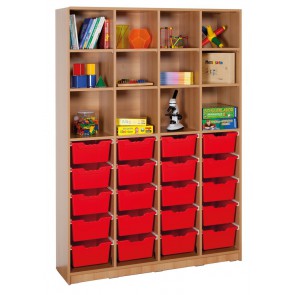 Klassenraumregal, 8 Böden, 20 große Boxen, B/H/T: 139 x 190 x 40 cm