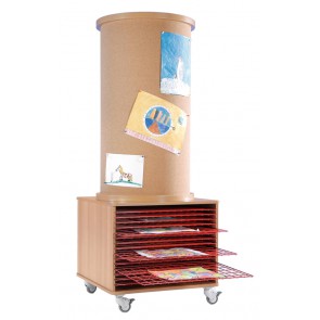 Litfaßsäule Kork, mit Unterschrank